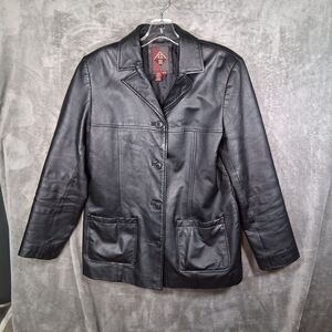 Vintage G lll‎ 100% Leather Shell Jacket Black Mens Medium Quilted 80s 90s